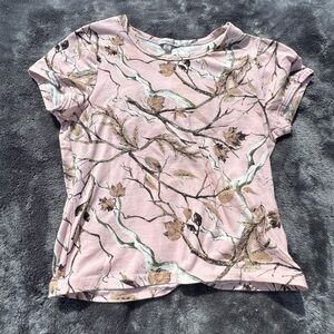 Pink Fitted Camo Crop Top Tee | Medium 💖✨